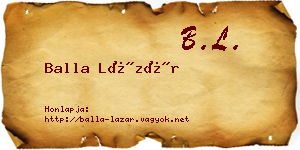Balla Lázár névjegykártya